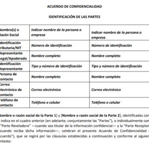 Acuerdo de confidencialidad bilateral